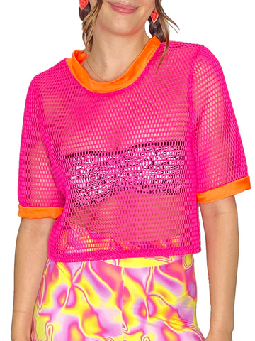 Sunset Mesh Oversized Crop Top