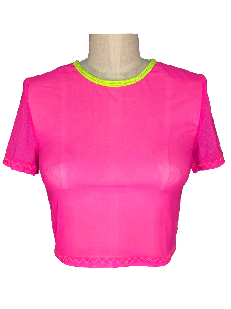 Pink Mesh Crop Top