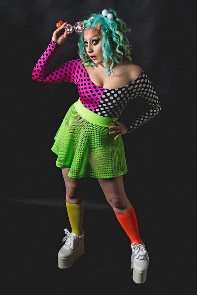 Green Mesh Skater Skirt