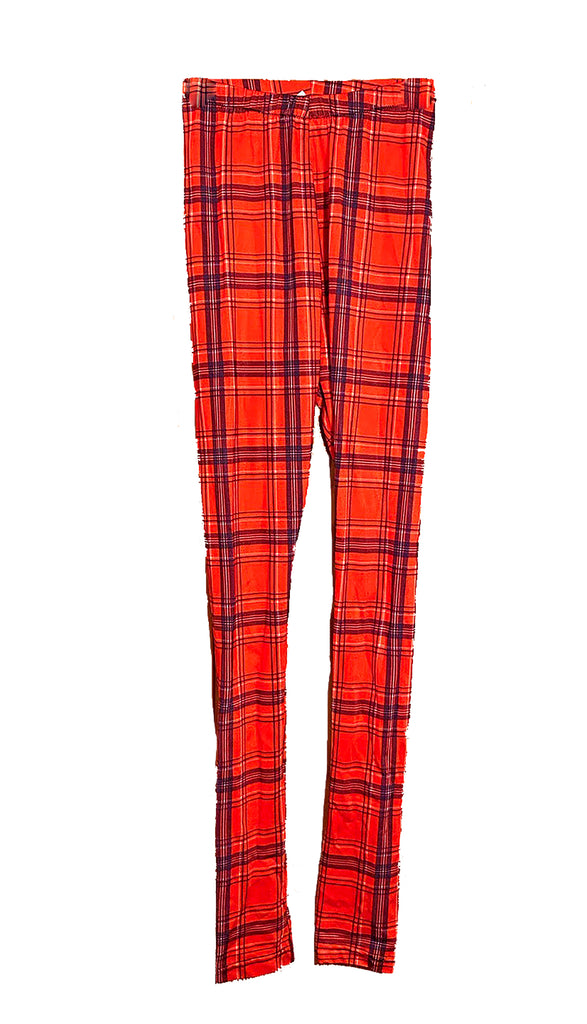 Red Plaid Leggings (XS/Teen 12)