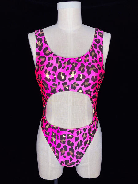 Pink Leopard High Cut Bodysuit