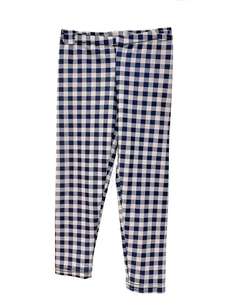 Blue Gingham Kids Leggings (size 5)