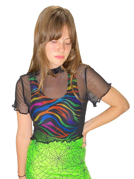 Neon Web Pencil Skirt
