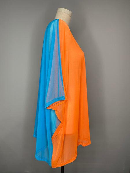 Orange Blue Mesh Tent Dress