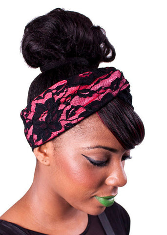 Coral & Lace Turban Headband