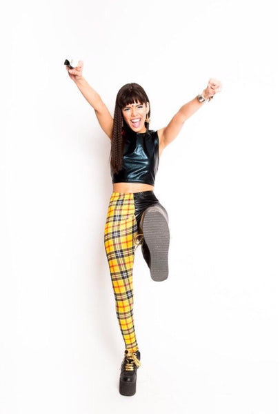Yellow Plaid Two Face Leggings