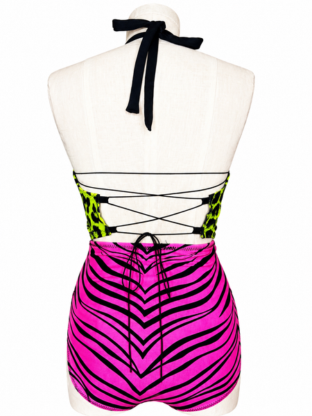Toxic Leopard Lace Up Halter Top