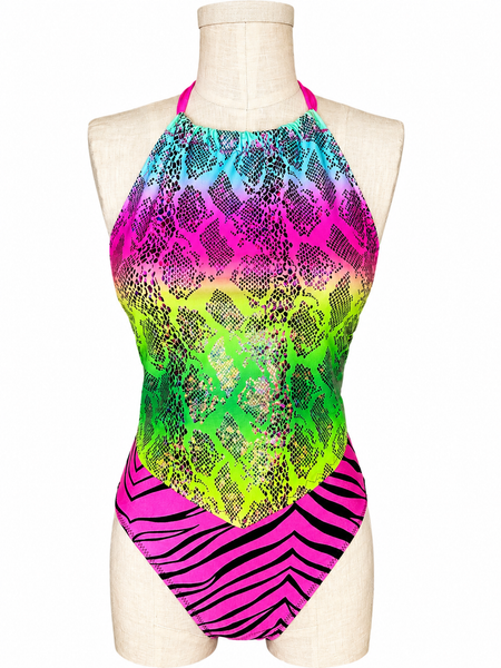 Rainbow Snake Lace Up Halter Top