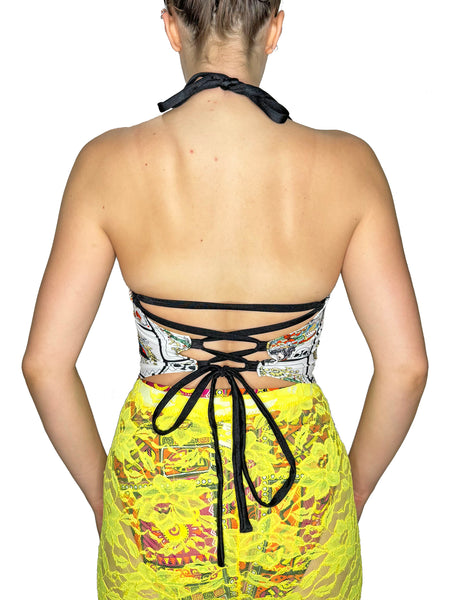 Playing Cards Lace Up Halter Top