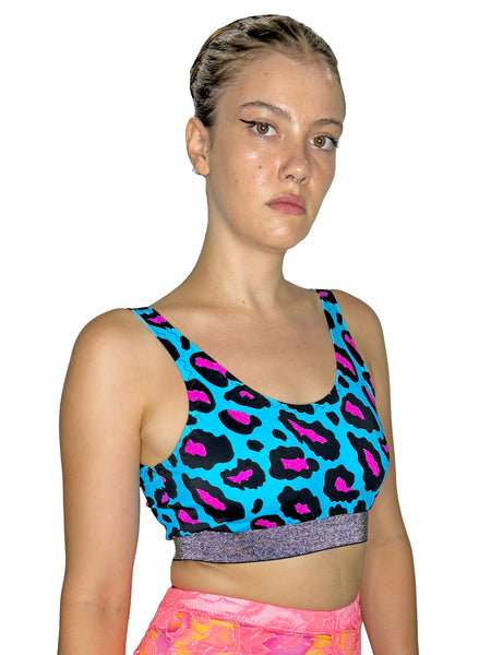 Blue Leopard Sporty Bra