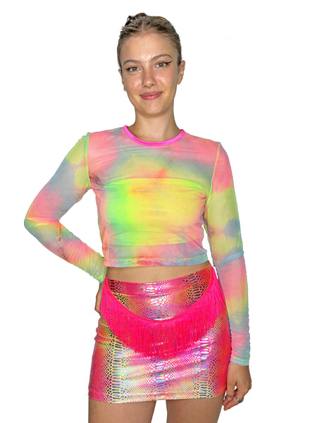 Tie Dye Mesh Crop Top