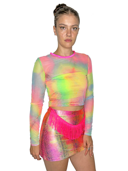 Tie Dye Mesh Crop Top