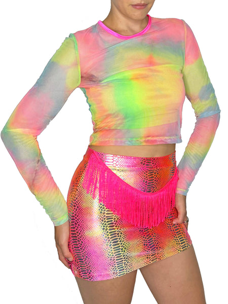 Sunset Snake Fringe Skirt