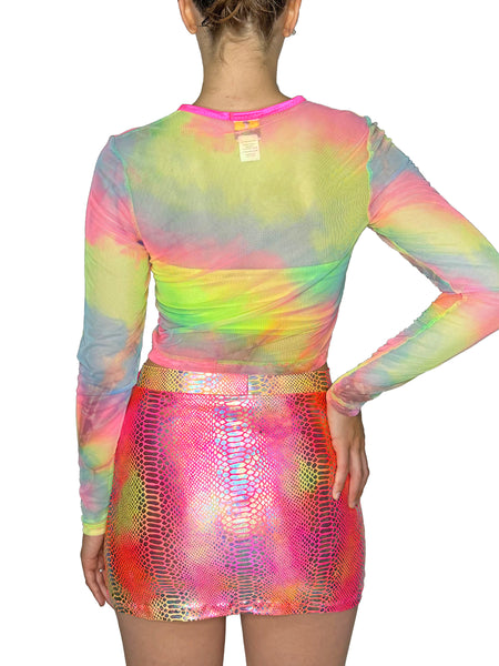 Tie Dye Mesh Crop Top