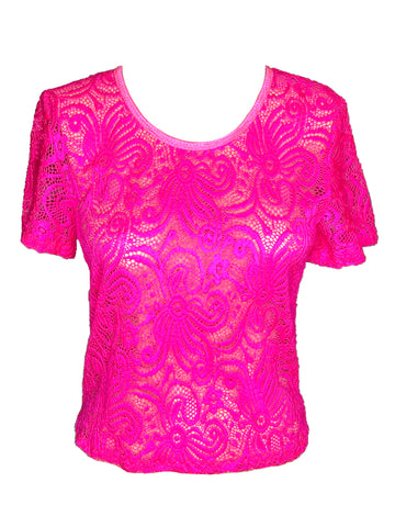 Pink Lace Crew Neck
