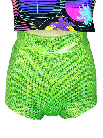 Green Hologram Booty Shorts