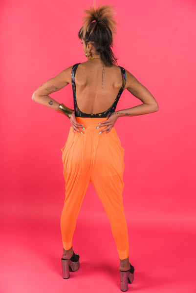 Neon Orange Sheer Harem Pants