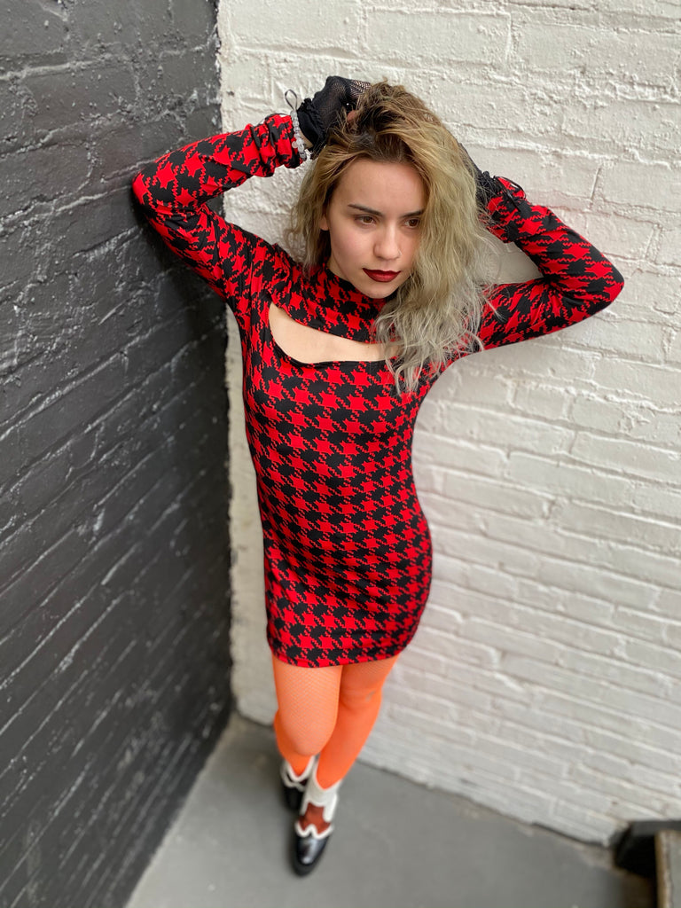 Red Houndstooth Dress (Small) – MessQueen New York Red Houndstooth Dress (Small) – MessQueen New York