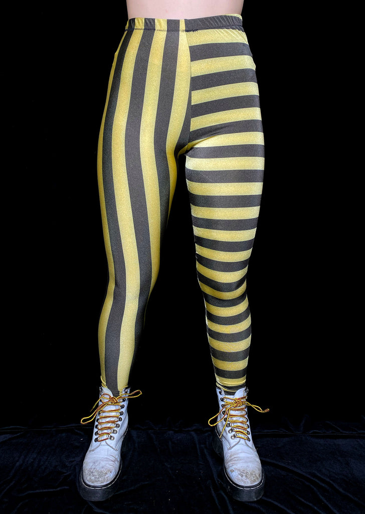 Black and Gold Stripe Leggings (Medium) – MessQueen New York