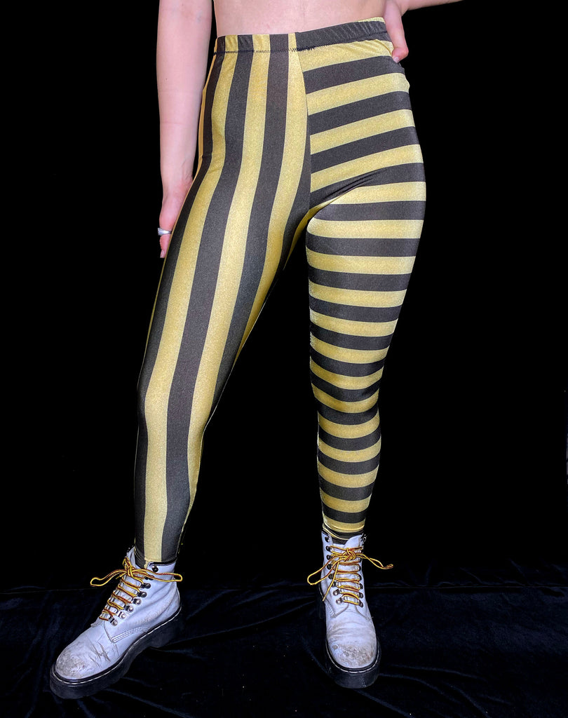 Black and Gold Stripe Leggings (Medium) – MessQueen New York