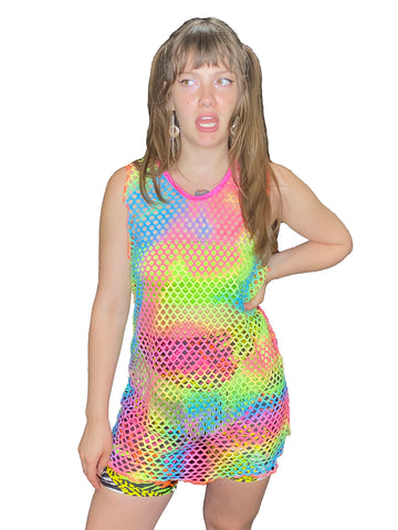 rainbow fishnet mini dress Not Sorry Rainbow Net Dress, Women's Lingerie