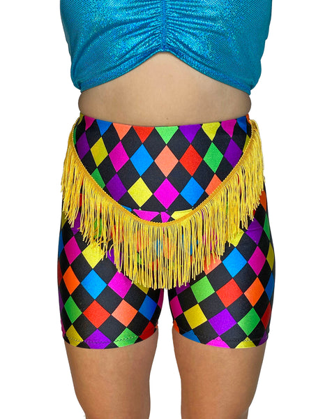 Rainbow Jester Fringe Shorts