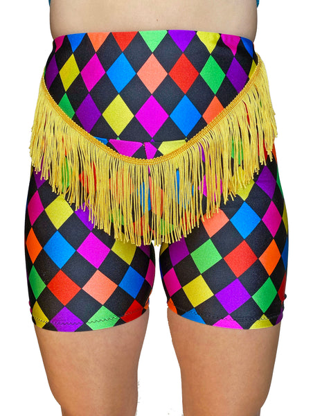 Rainbow Jester Fringe Shorts