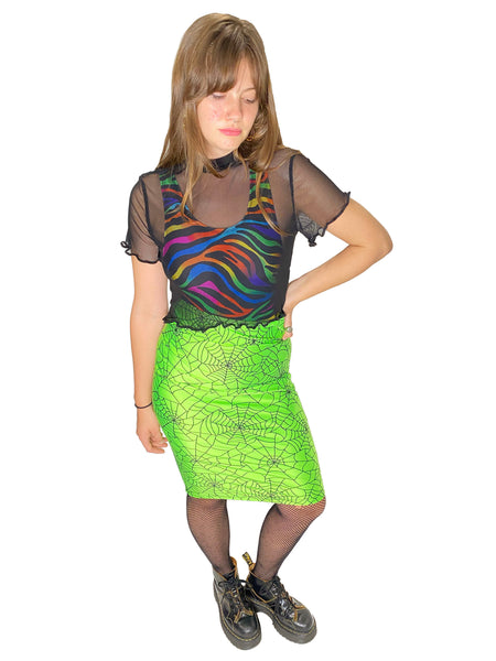 Neon Web Pencil Skirt