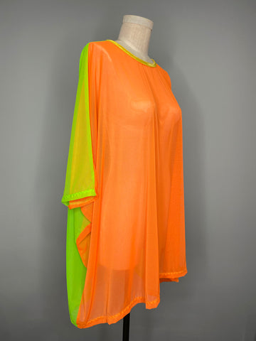 Orange Green Mesh Tent Dress
