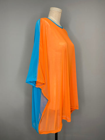 Orange Blue Mesh Tent Dress