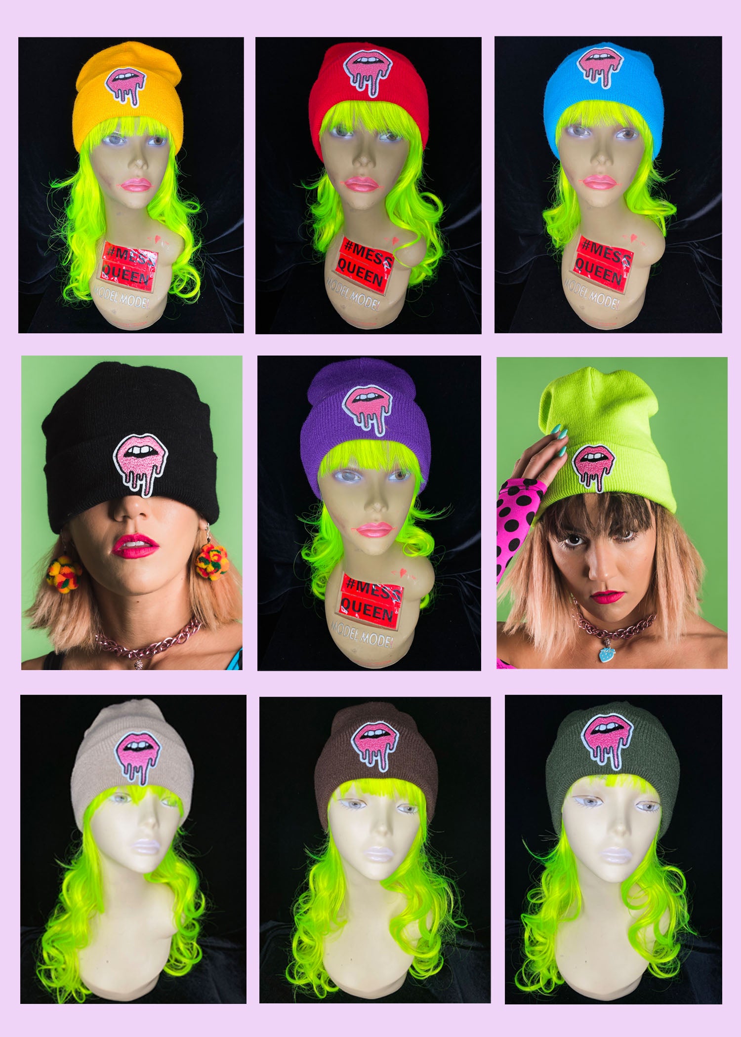 Drippy Lips Beanies – MessQueen New York
