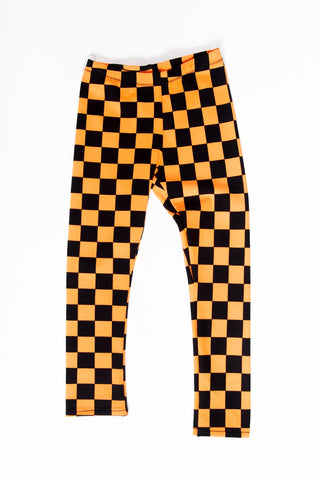 Orange Checker Kids Leggings (size 4t)