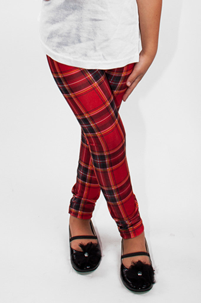 Women's Black And Red Plaid Leggings & Tights