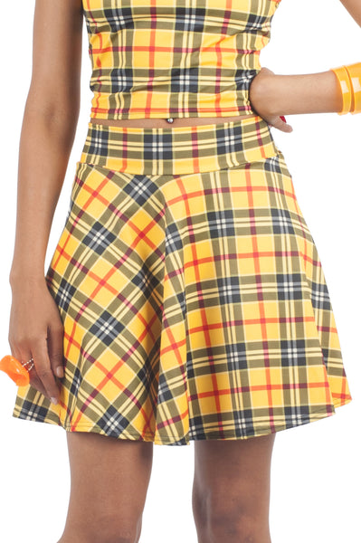 Yellow Plaid Skater Skirt
