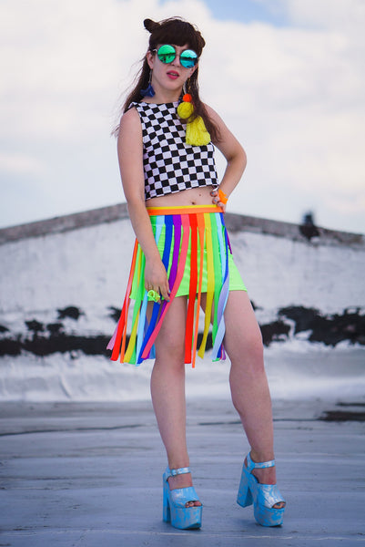 Rainbow Pride Fringe Skirt